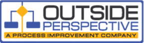 Outside Perspective company logo with the slogan, a process improvement company and a small image of a flowchart